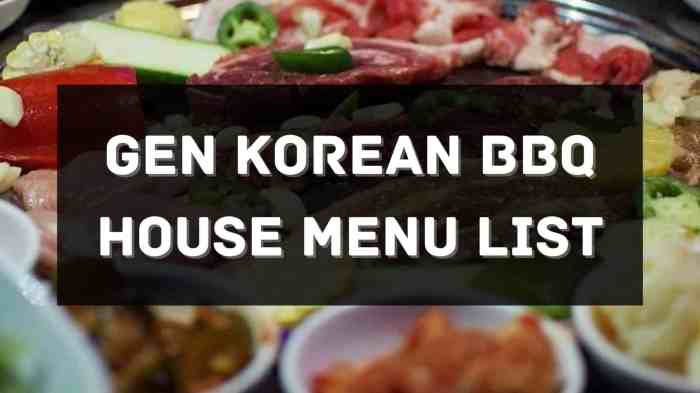 Gen korean bbq menu sides