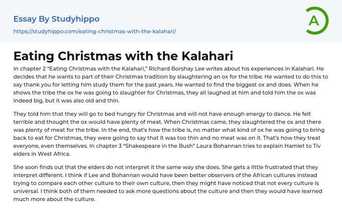 Eating christmas in kalahari summary