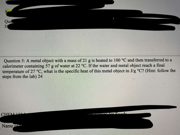 A metal object has a mass of 8.37g