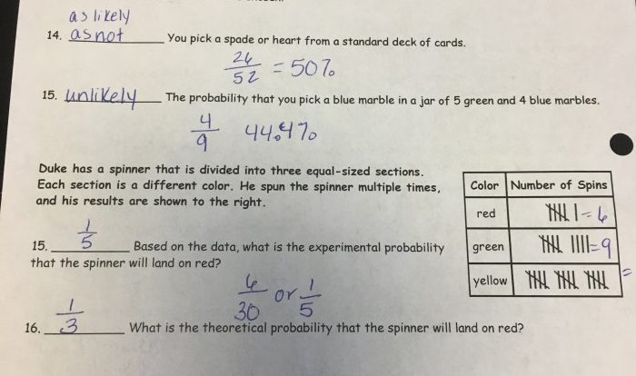 Unit 12 probability test answer key