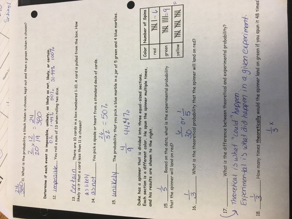 Unit 12 probability test answer key