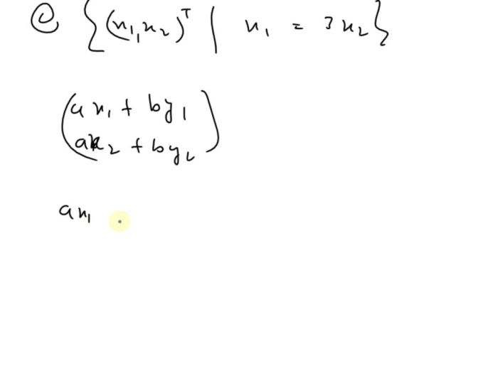 Determine whether the following sets form subspaces of r2