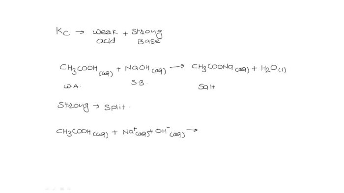 Net ionic equation acetic acid and sodium hydroxide