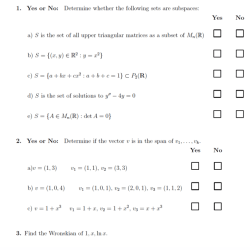 Determine whether the following sets form subspaces of r2